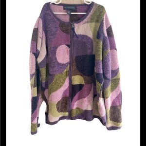 Northern Isles Zip Up Cardigan Sweater Large Linen Cotton Blend